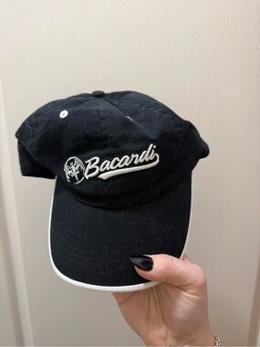 Vintage Bacardi Black Baseball Cap with White Trim